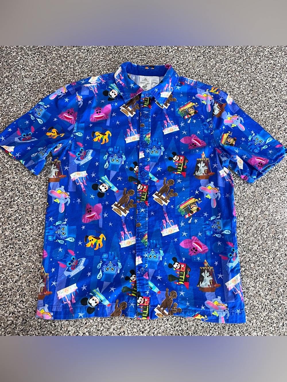 Disney By Joey Ghou Blue Camp Shirt Adult XS
